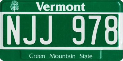 VT license plate NJJ978