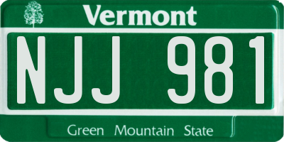 VT license plate NJJ981