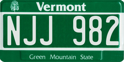 VT license plate NJJ982