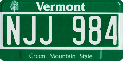 VT license plate NJJ984