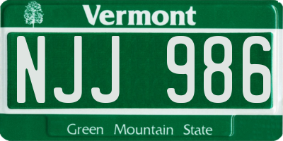 VT license plate NJJ986