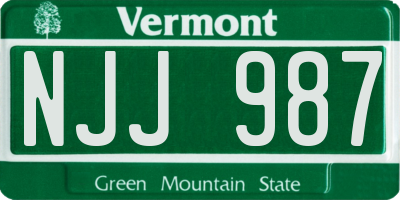 VT license plate NJJ987