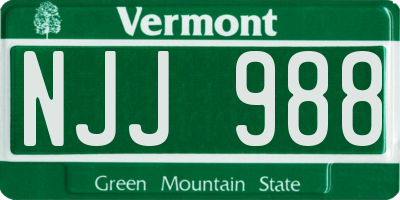 VT license plate NJJ988