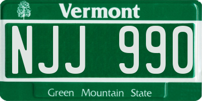 VT license plate NJJ990