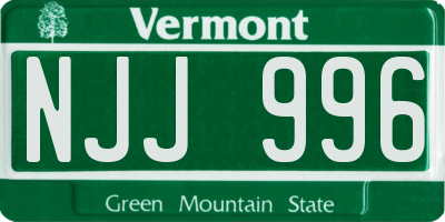 VT license plate NJJ996