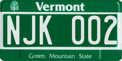 VT license plate NJK002