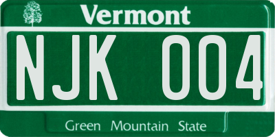 VT license plate NJK004