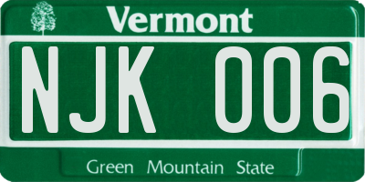 VT license plate NJK006