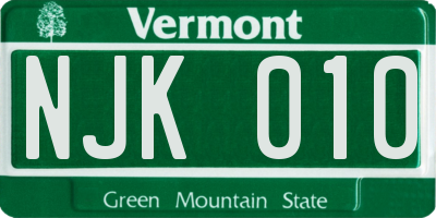 VT license plate NJK010