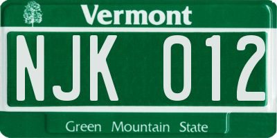 VT license plate NJK012