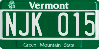 VT license plate NJK015