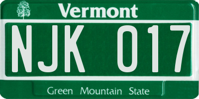 VT license plate NJK017