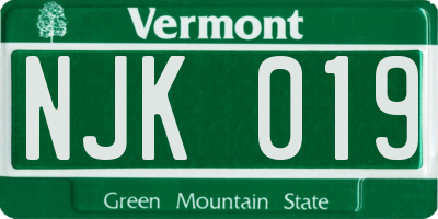 VT license plate NJK019