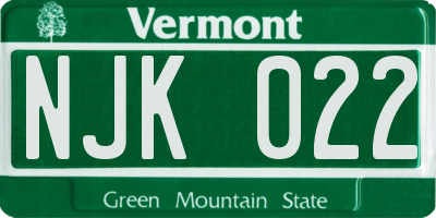 VT license plate NJK022