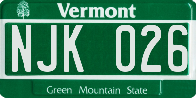 VT license plate NJK026