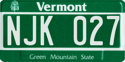 VT license plate NJK027