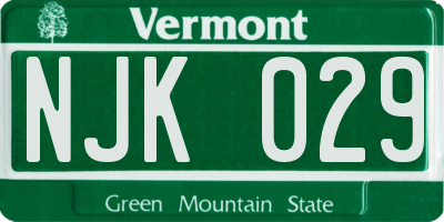 VT license plate NJK029