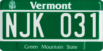 VT license plate NJK031