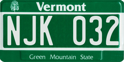 VT license plate NJK032