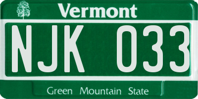 VT license plate NJK033