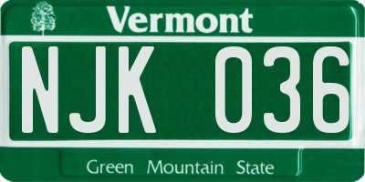 VT license plate NJK036