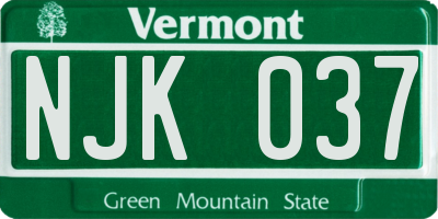 VT license plate NJK037
