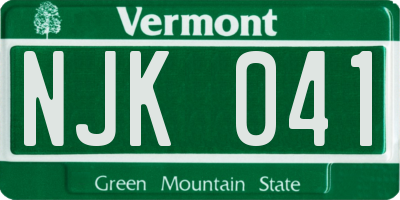 VT license plate NJK041