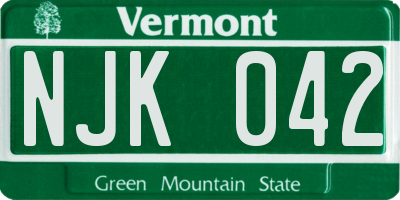 VT license plate NJK042