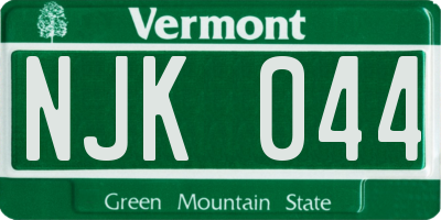 VT license plate NJK044