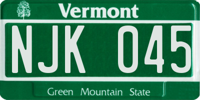 VT license plate NJK045