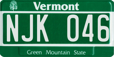 VT license plate NJK046