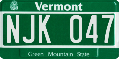 VT license plate NJK047