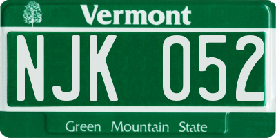 VT license plate NJK052