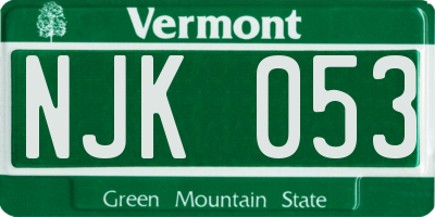 VT license plate NJK053