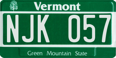 VT license plate NJK057