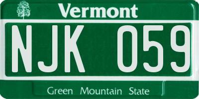 VT license plate NJK059