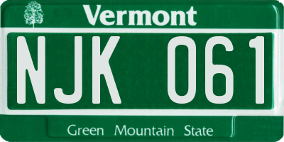 VT license plate NJK061