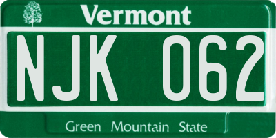 VT license plate NJK062