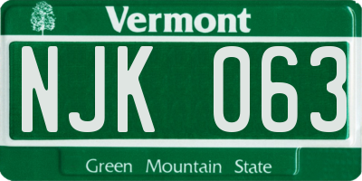 VT license plate NJK063