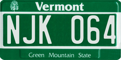 VT license plate NJK064
