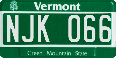 VT license plate NJK066
