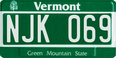 VT license plate NJK069
