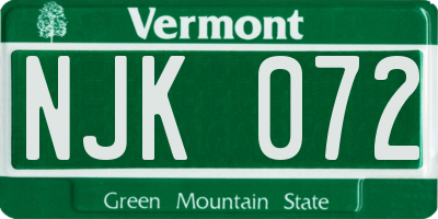 VT license plate NJK072