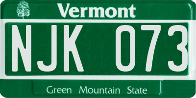VT license plate NJK073