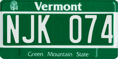 VT license plate NJK074