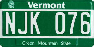 VT license plate NJK076