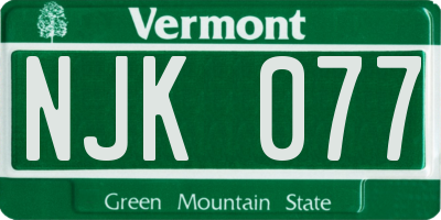 VT license plate NJK077