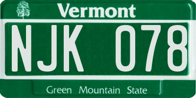 VT license plate NJK078