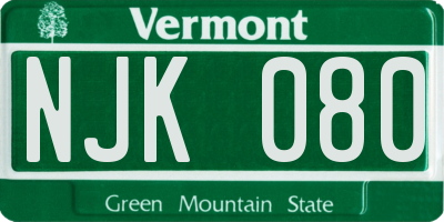 VT license plate NJK080