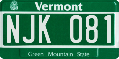 VT license plate NJK081